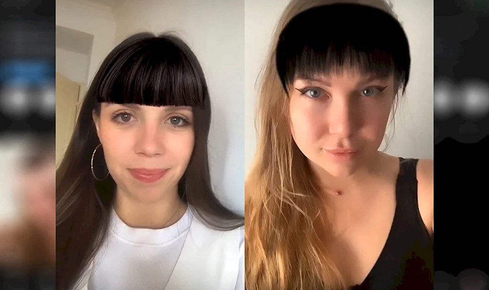 Mädchen mit Fransen vor und nach