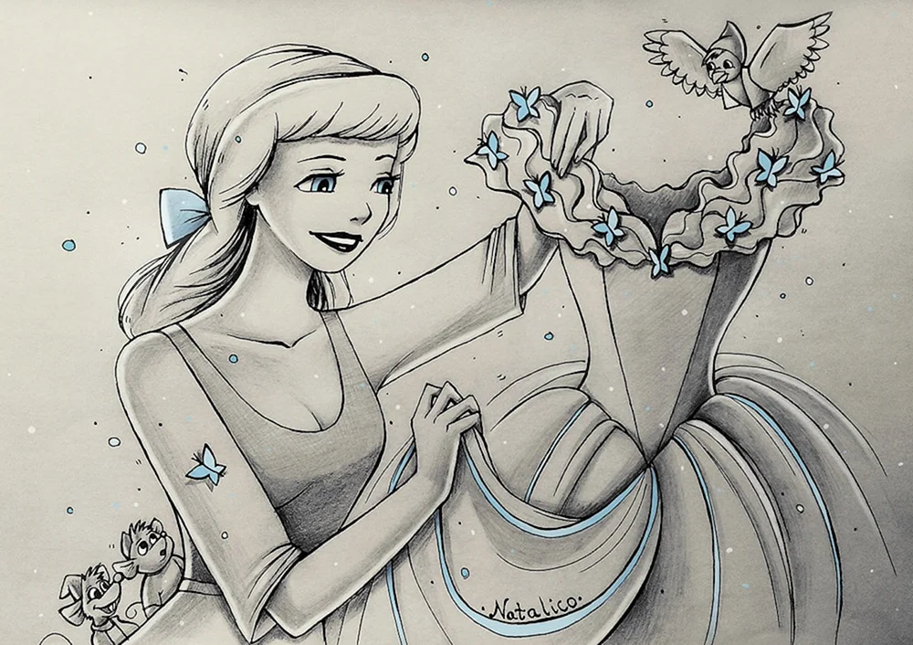 Disney Prinzessinnen in Bleistift