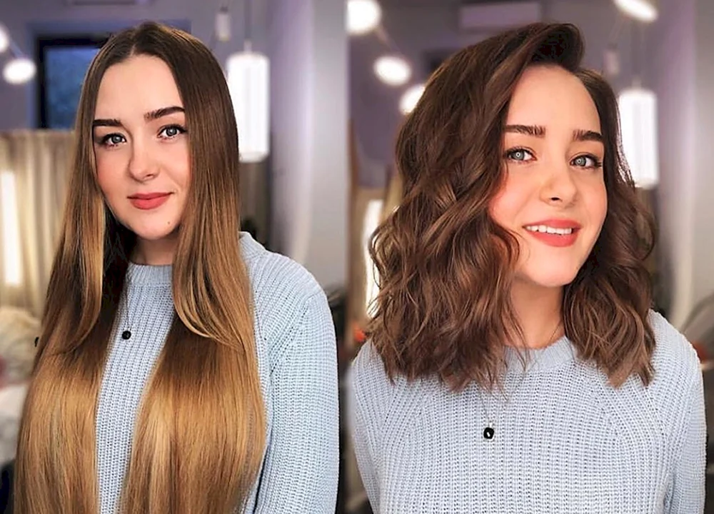 Frauenfrisuren vor und nach