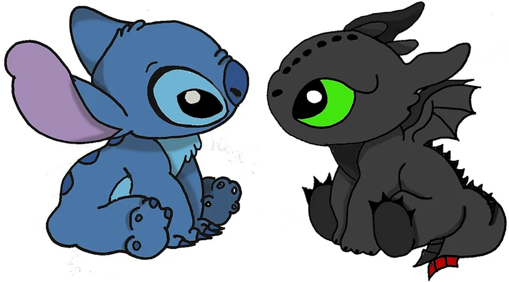 Zahnloser Drache und Stitch