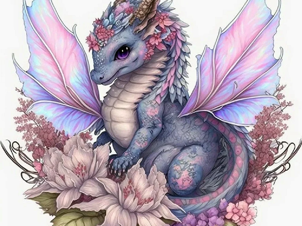 Drache mit Blumen