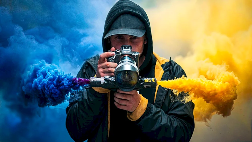 Farbige Rauchbomben für Fotoshooting