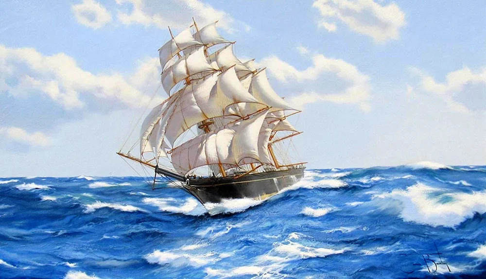 James Brereton Gemälde Segelschiff