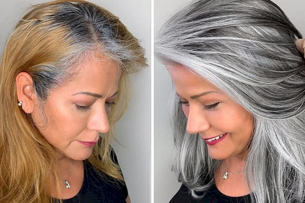 Silberne graue Haare färben