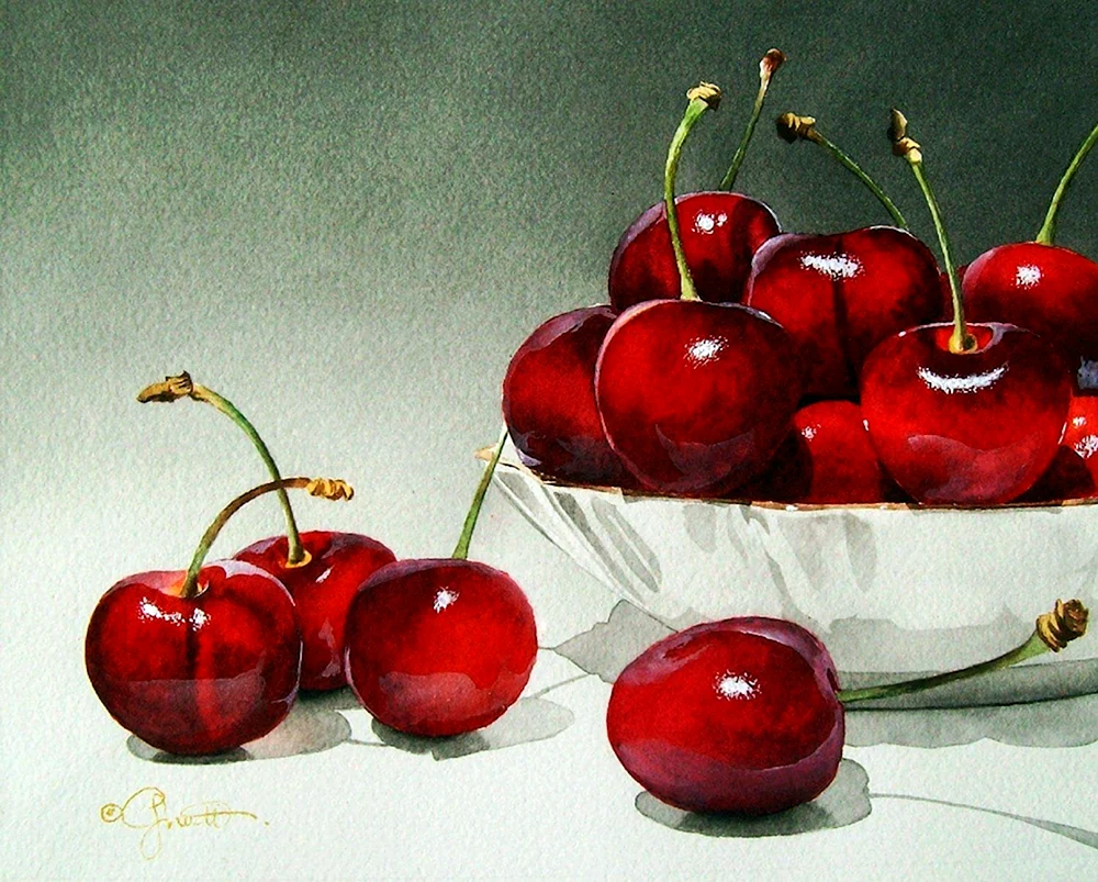 John Cherrin Stilleben Aquarell