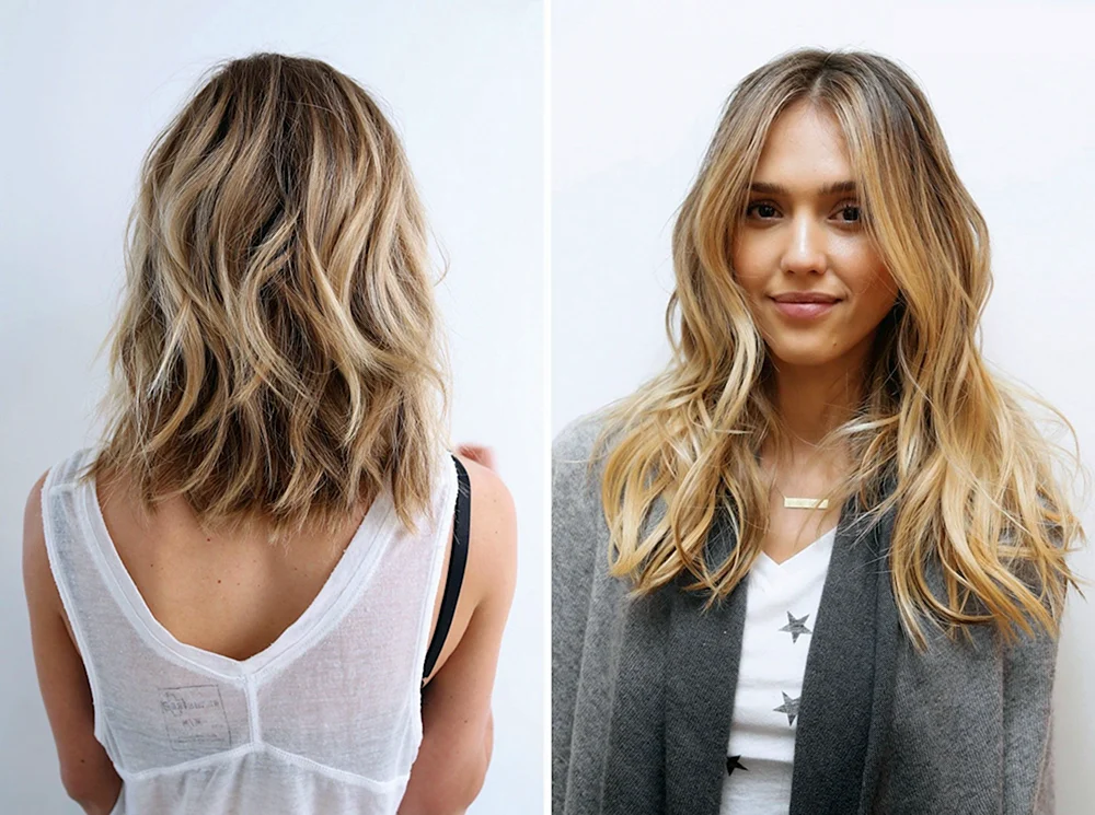 Balayage Töne auf dunkles Bob-Haar