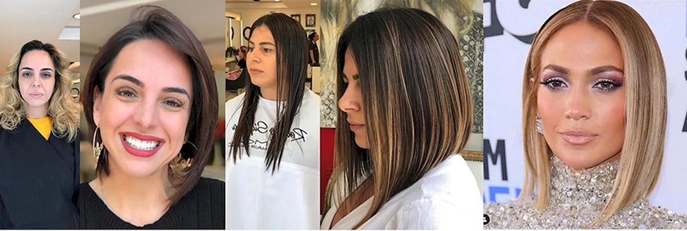 Ausbrenneffekt auf dunklem Haar bob