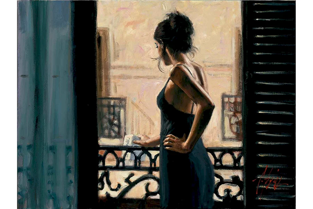 Mädchen auf dem Balkon Balkon