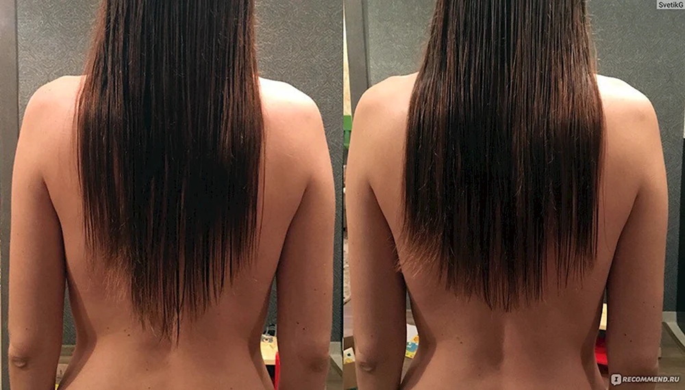 Langes Haar Filtration vor und nach