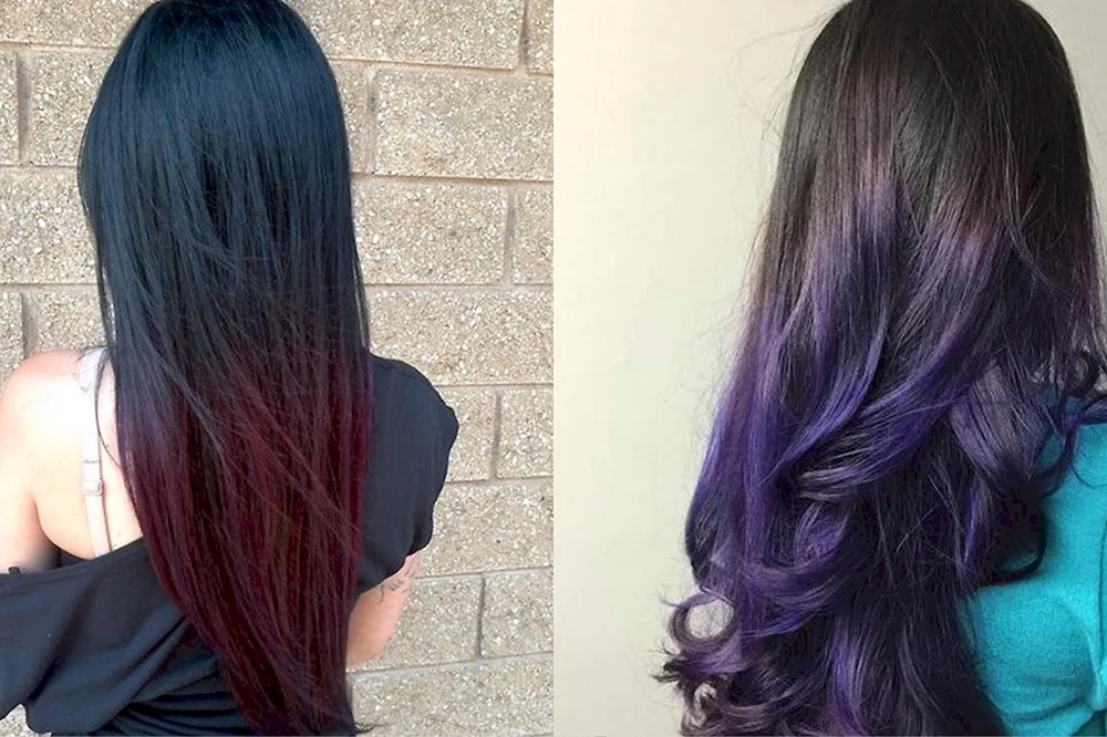 Violett auf dunklem Haar ohne Blondierung