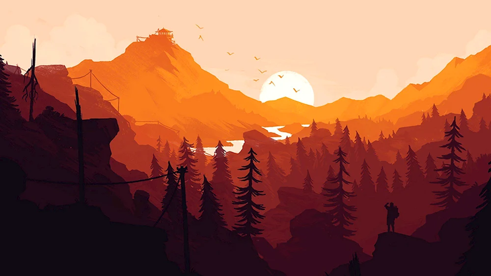 Firewatch Wald Fluss Berge