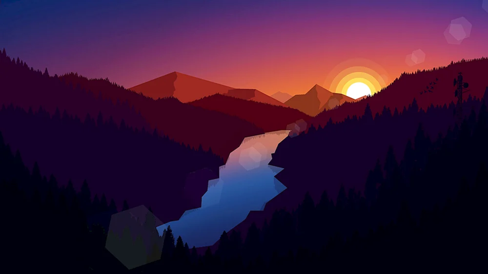 Firewatch Wald Fluss Berge