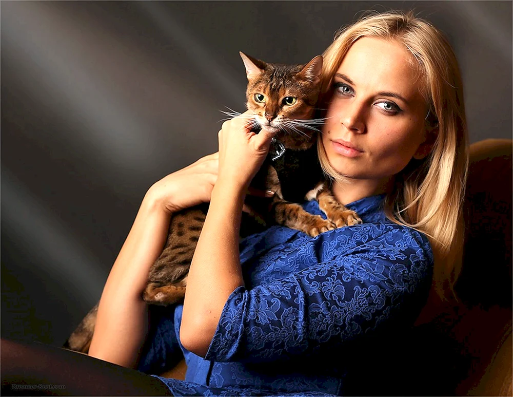 Schönes Mädchen mit Katze