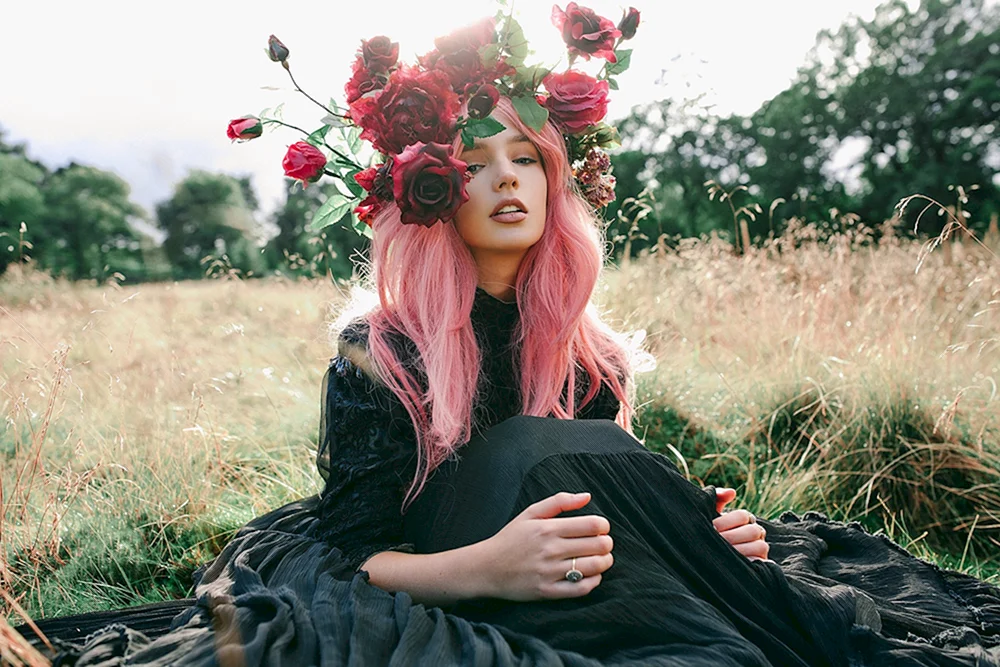 Fotoshooting mit rosa Haaren