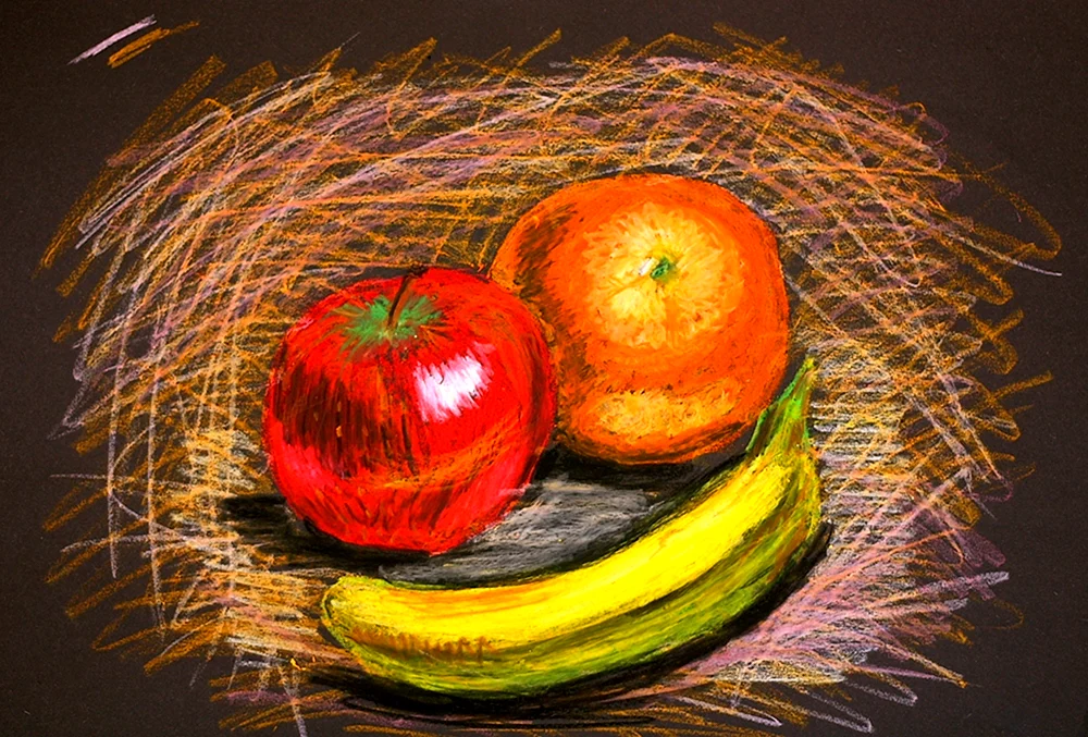 Früchte mit Ölpastell pastell