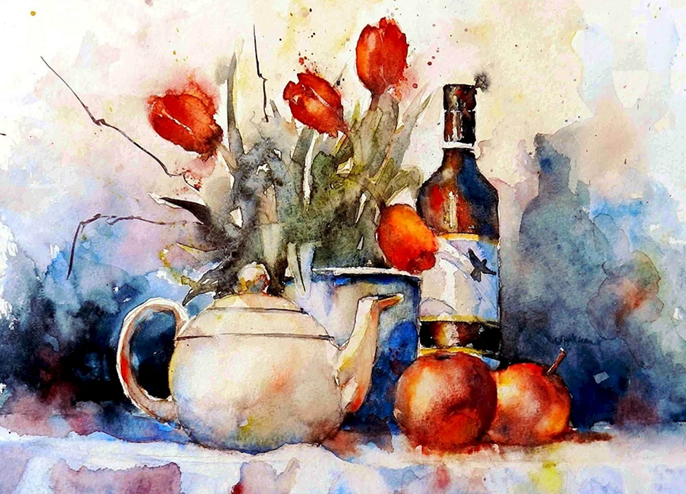 Akademisches Rangtasvir-Stillleben-Aquarell
