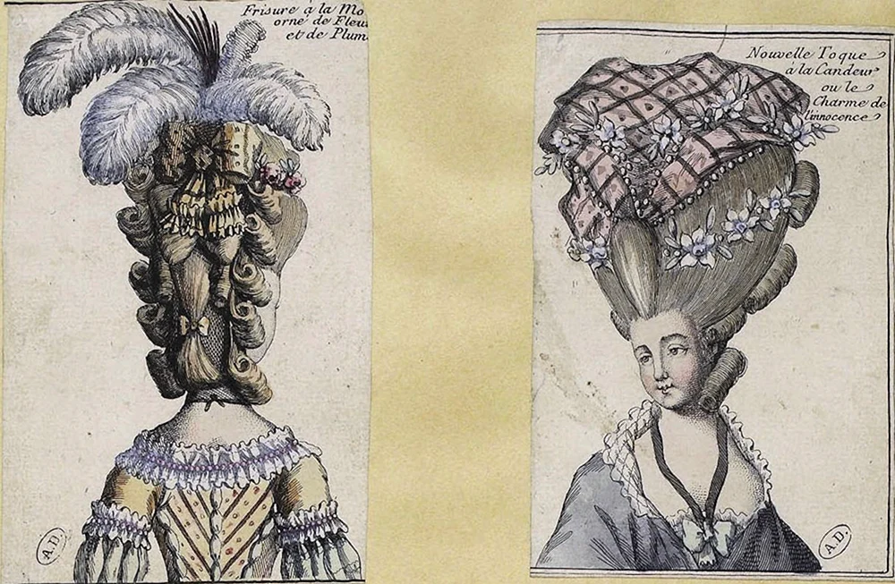 Kopfbedeckungen der Marie Antoinette Ära Frankreich