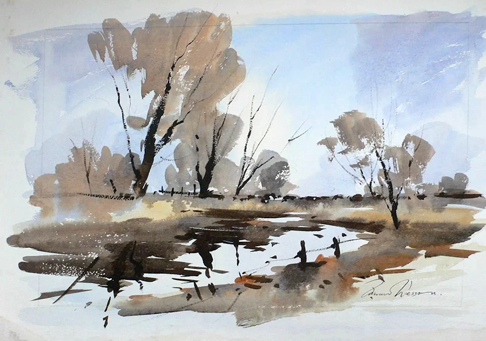 Grizaille Aquarell Landschaft