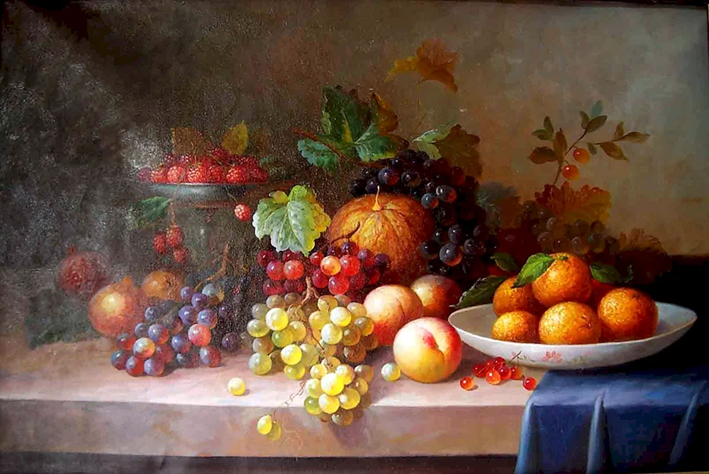 I. Repin. Stilleben „Äpfel und Blätter“. 1879
