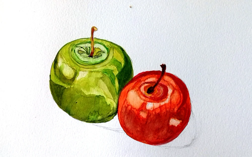 Apfel mit Buntstift