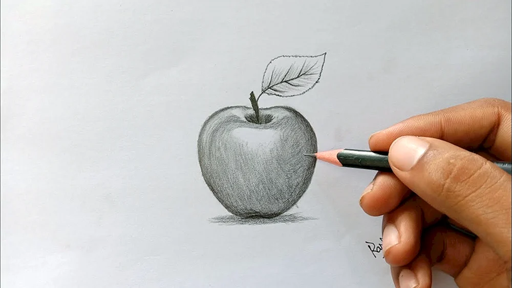 Apfel mit Bleistift
