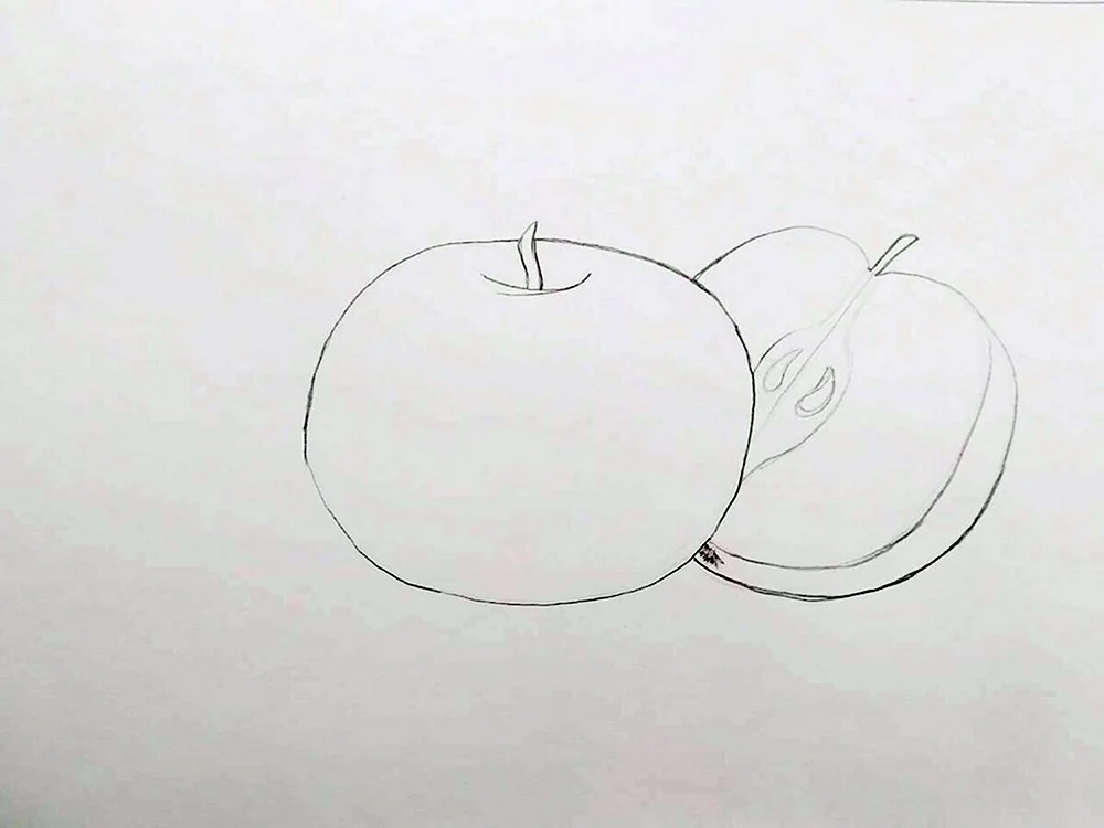Apfelstillleben mit Bleistift