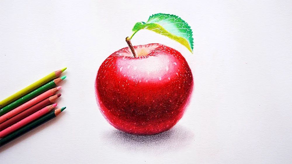 Apfel mit Buntstiften