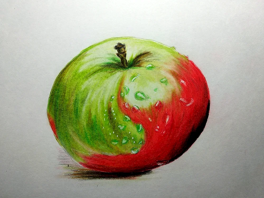 Früchte Apfel mit Bleistift