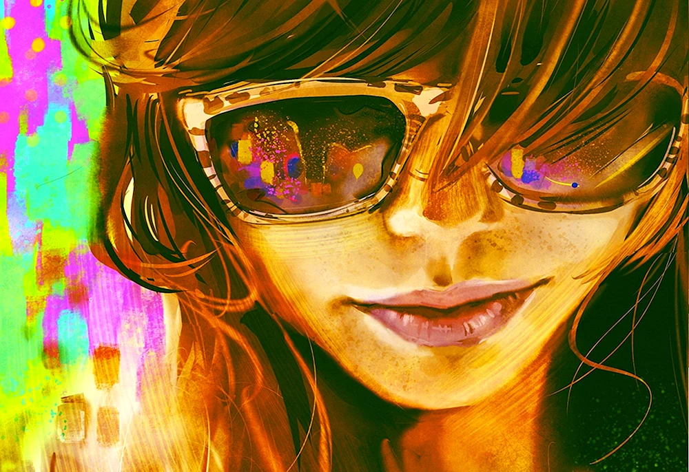 Helle Mädchen mit Brille