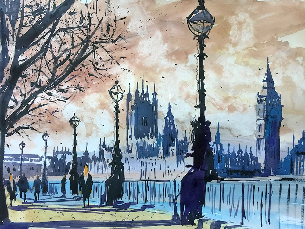 Igor Dubovoy Künstler Aquarell London
