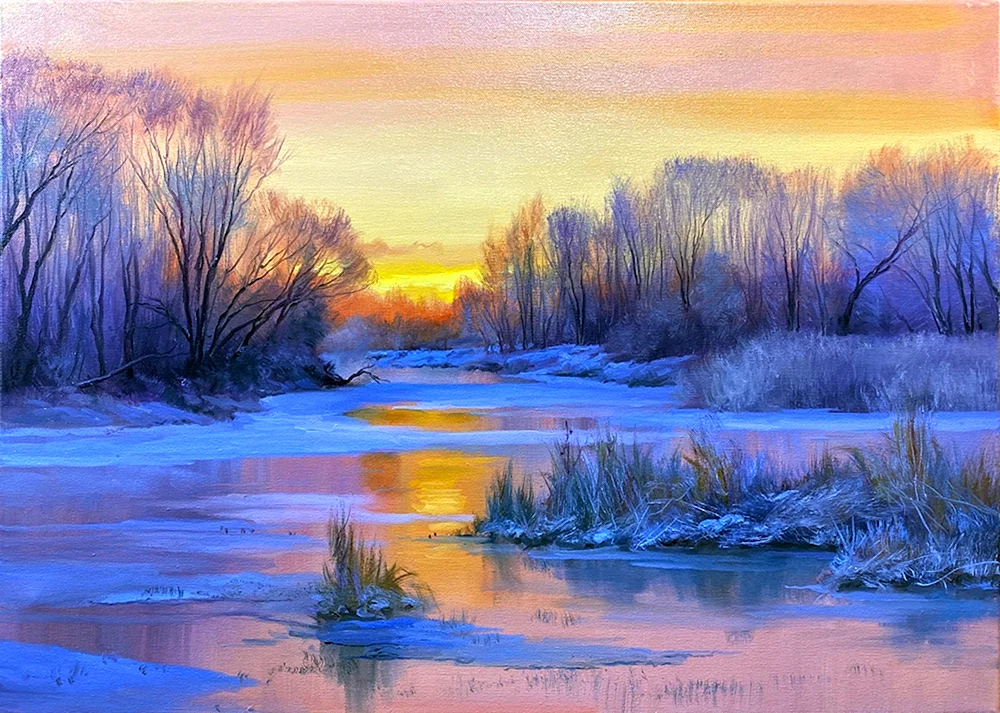 Igor Sacharow Künstler Winterlandschaft