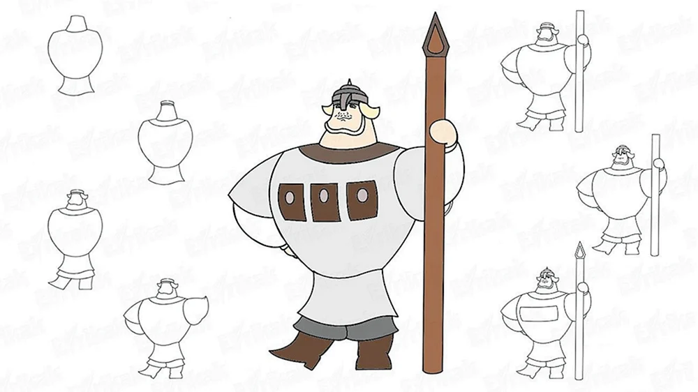 Ilya Muromets Zeichnung Schritt für Schritt