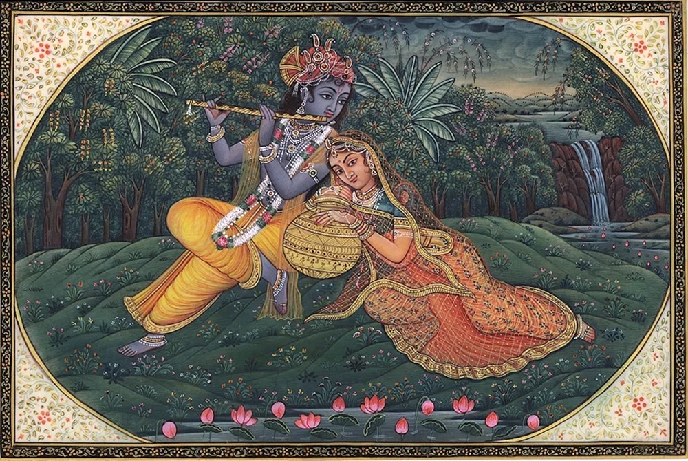 Indische Mughal Miniatur Krishna