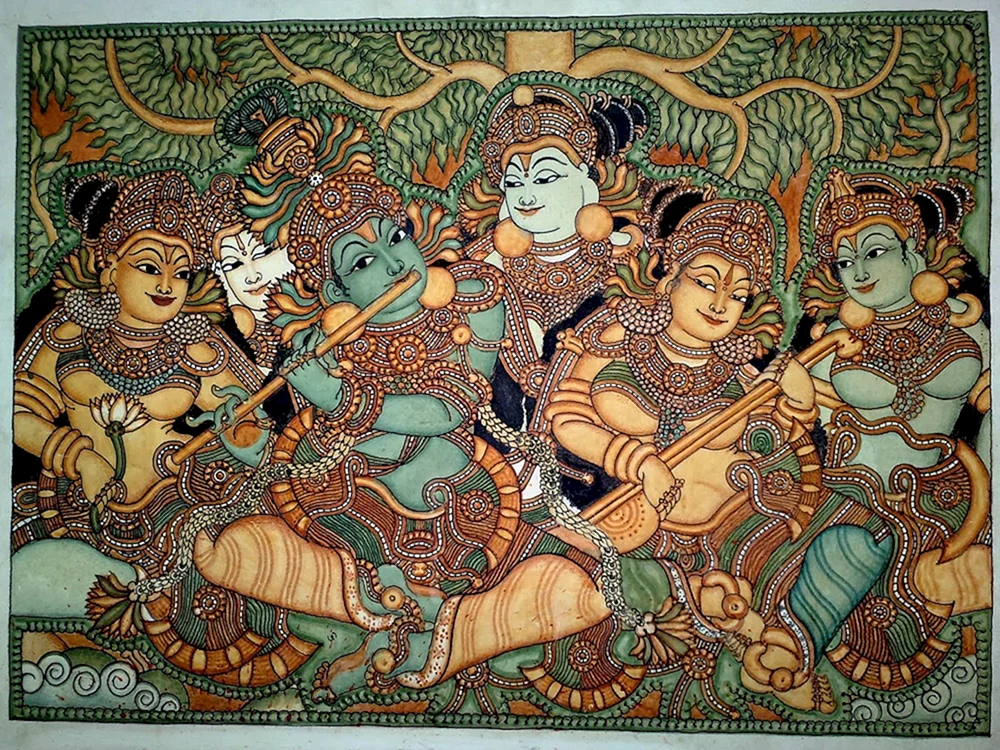 Die Kunst des alten Indien Malerei Krishna