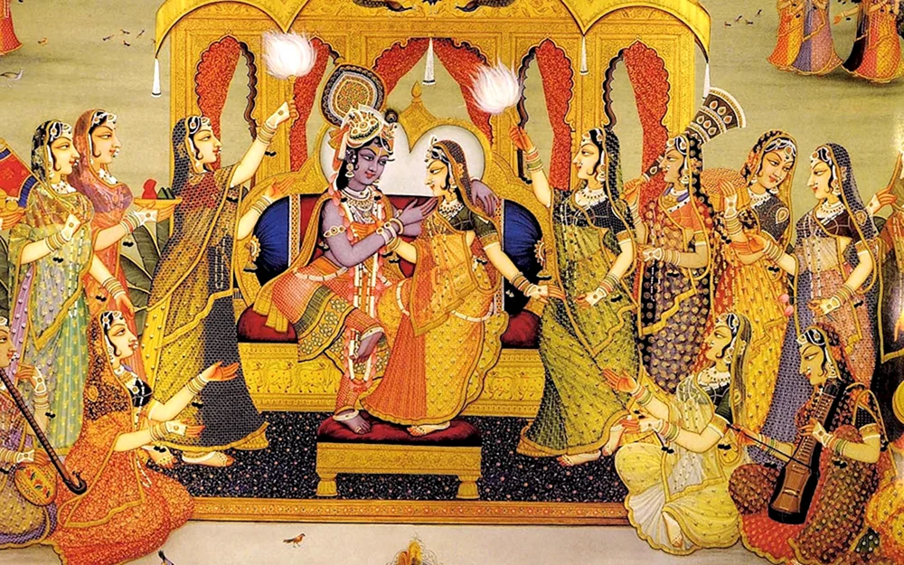 Kunst des alten Indien Malerei von Krishna
