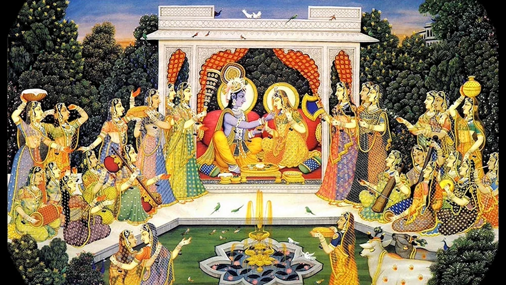 Altindische Malerei von Krishna