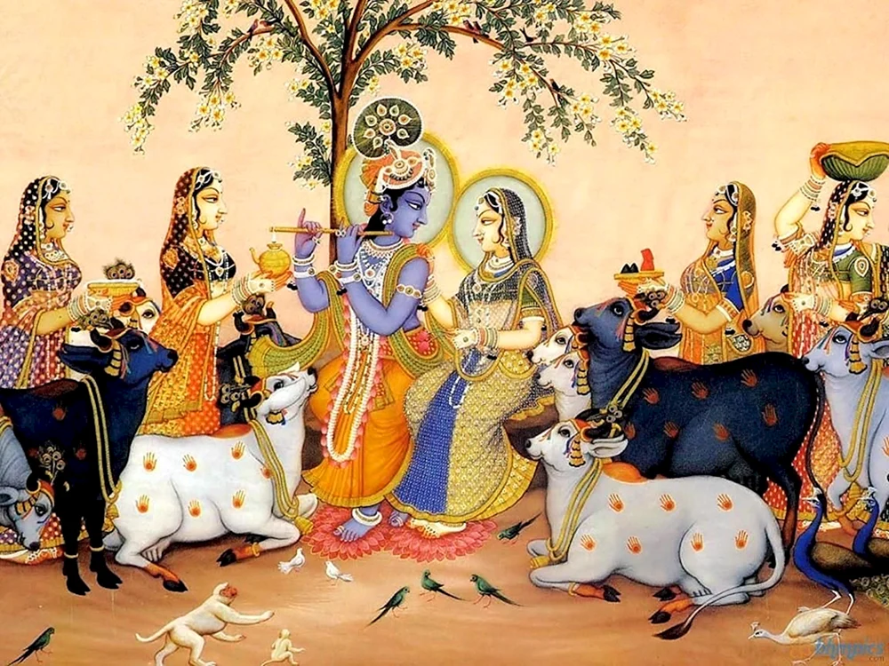 Altindische Malerei von Krishna