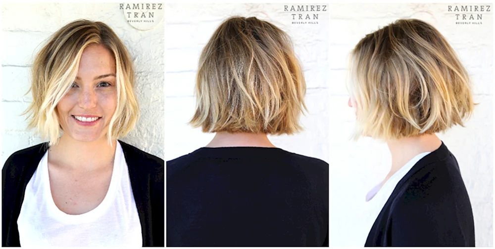Kalifornische Strähnchen für kurzes blondes Haar