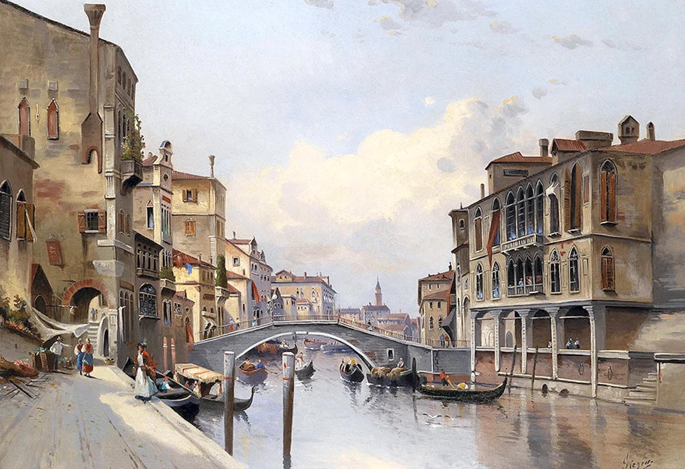 Der Kanal in Venedig . Künstler August von Siegen.