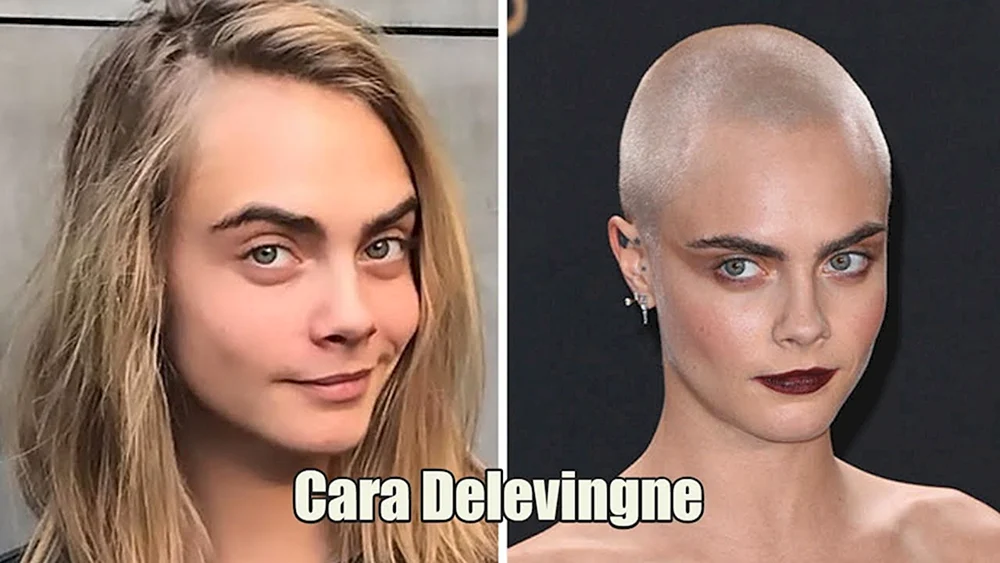Kara Delevingne rasiert mit Glatze