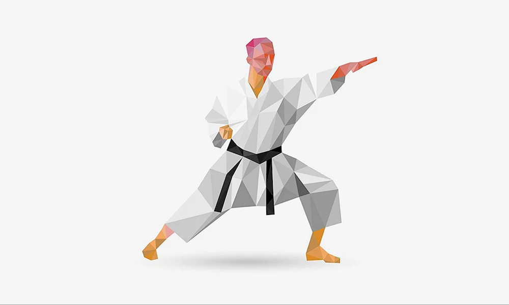 Karate Mann auf weißem Hintergrund