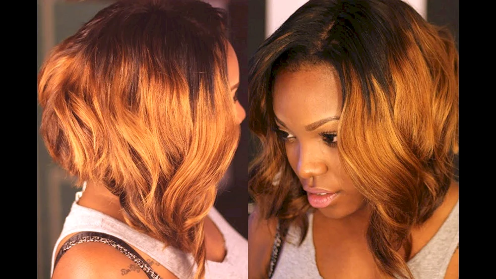 Karamell Haar Bob mit langen vorderen Strähnen