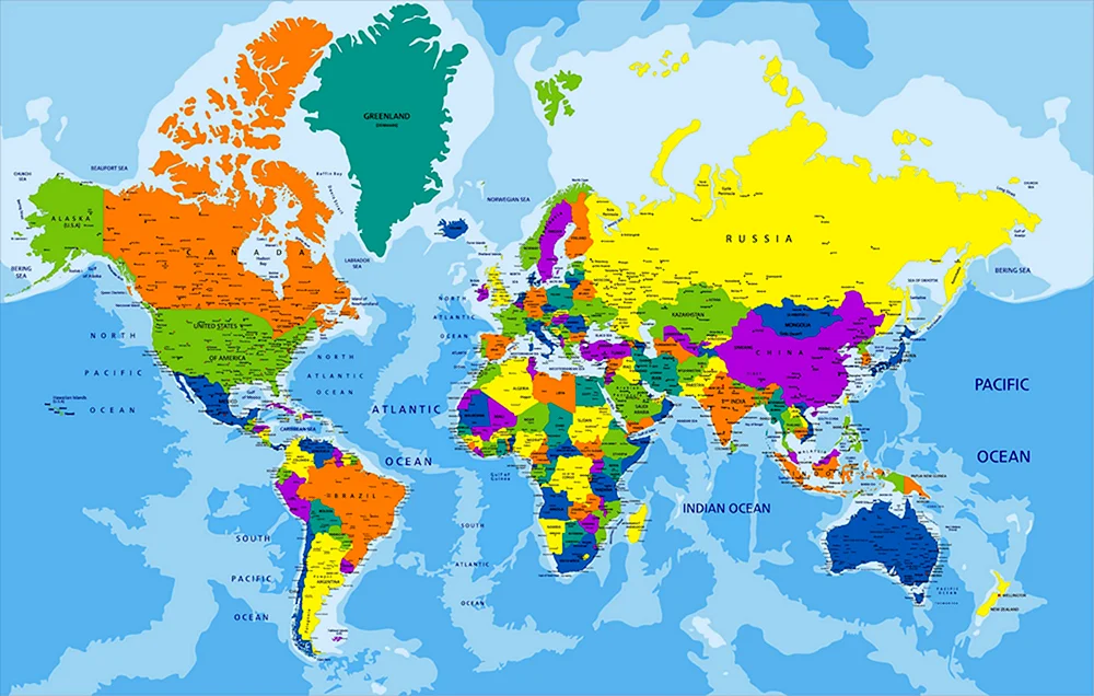 Weltkarte 2022 mit Ländergrenzen groß
