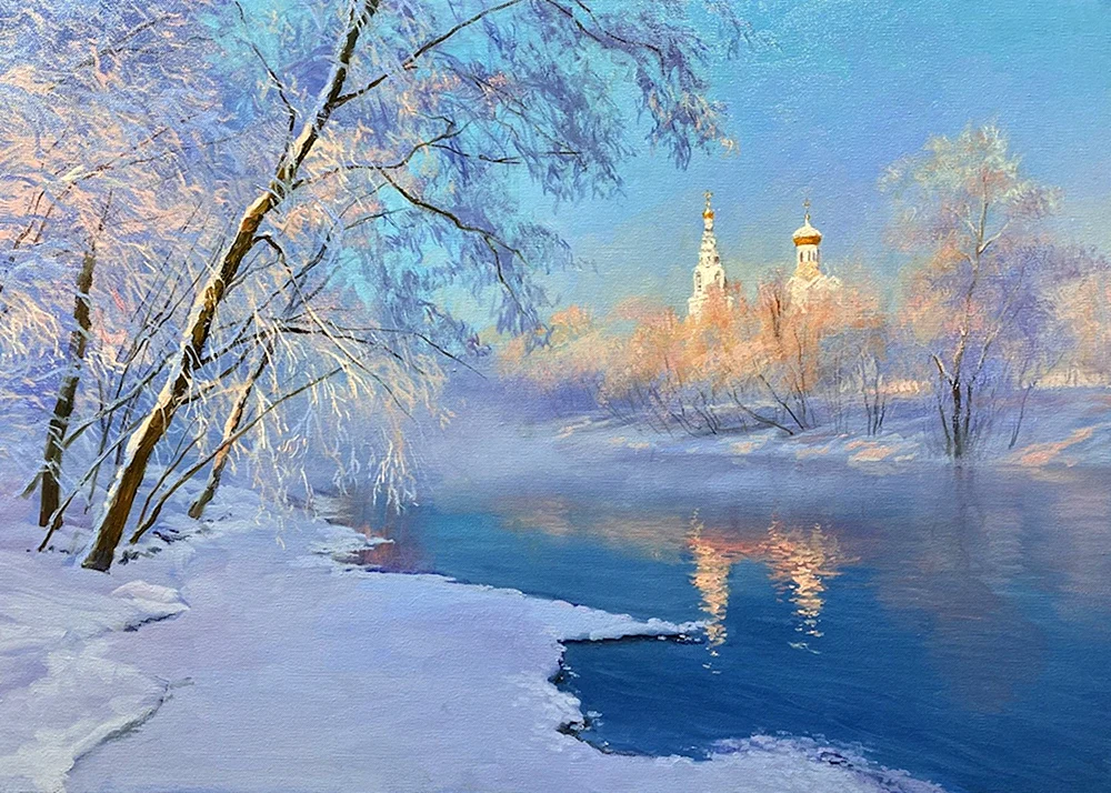 Gemälde von Igor Sacharow Winterlandschaft