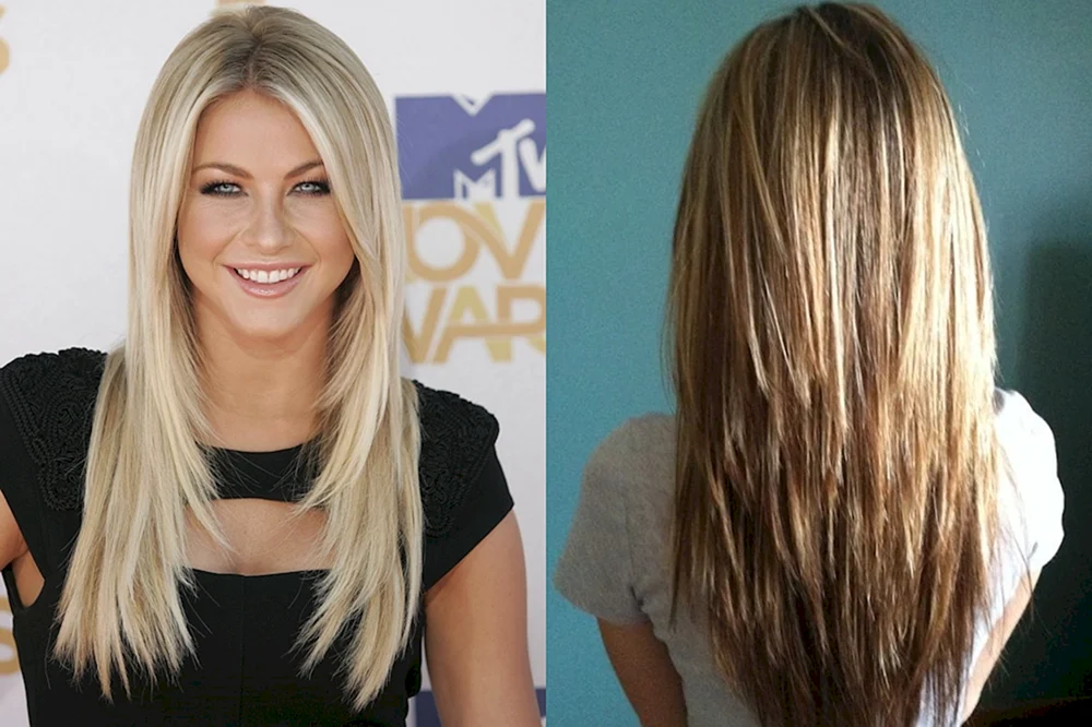 Cascade Haarschnitt für lange Haare mit Pony