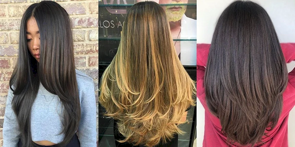 Cascade Haarschnitt auf langem Haar