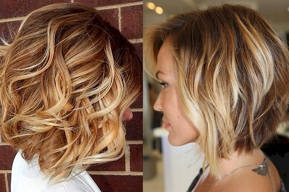 Kaskaden-Balayage-Haarschnitt auf braunem Haar