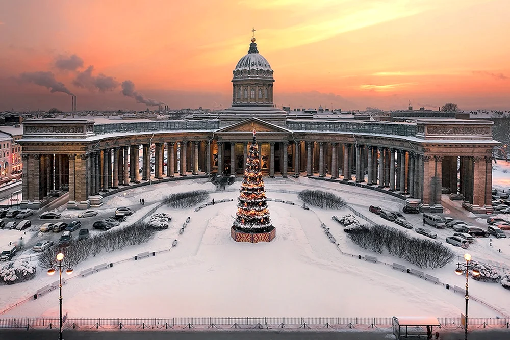 Kazan-Kathedrale in St. Petersburg im Winter
