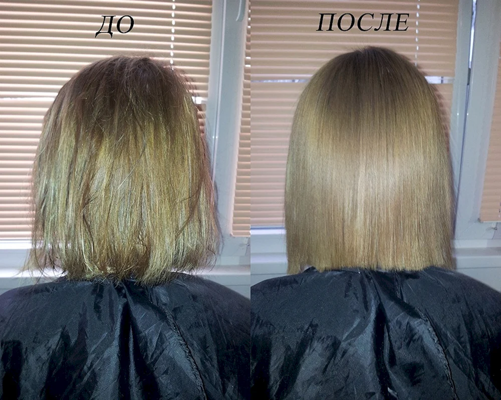 Keratin-Haarglättung vor und nachher