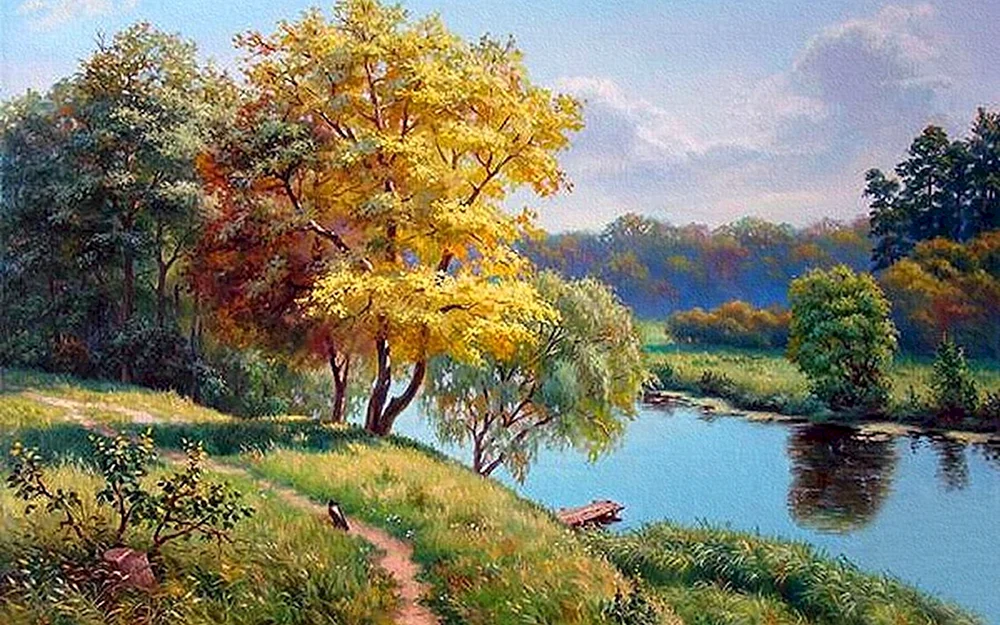 Landschaftsmalerei von Bergen Slobodin e n